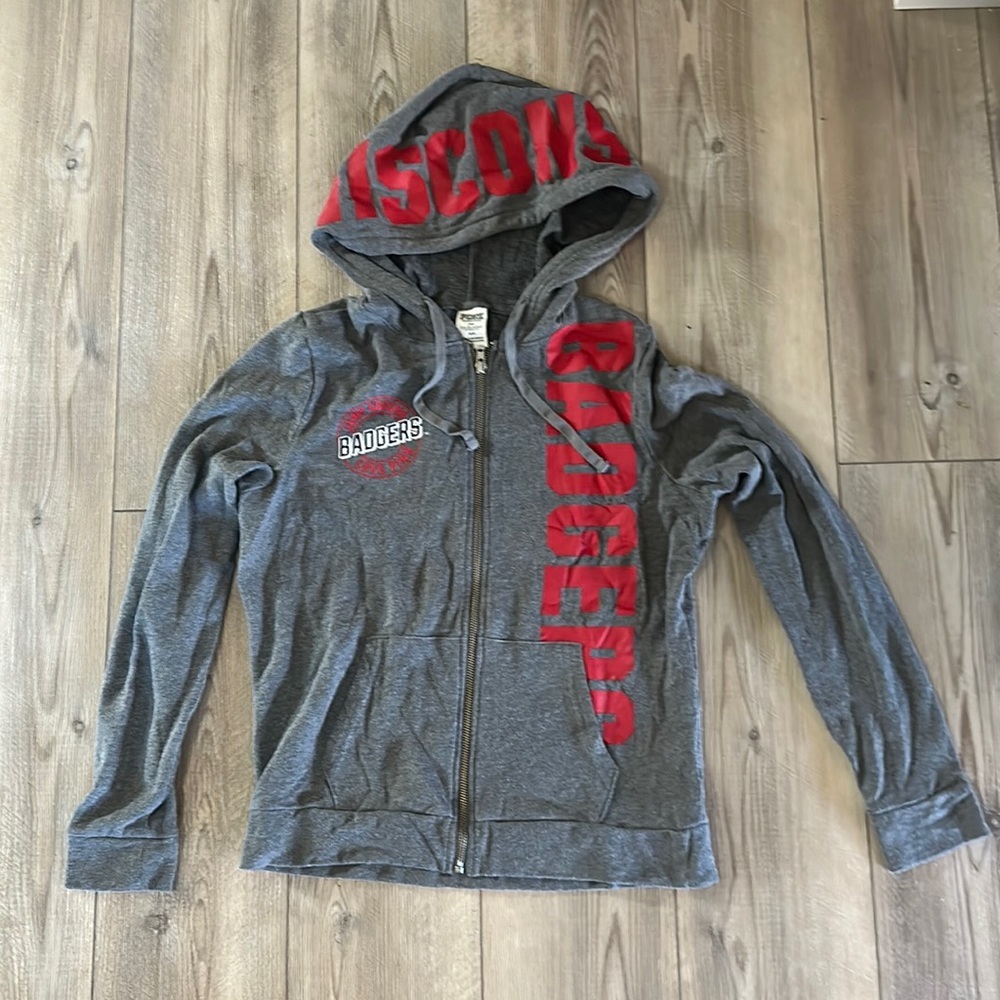 Gently used PINK Wisconsin Badgers zip up hoodie
